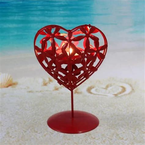 Metal Heart Shape Candle Holder Home Decorative Bar Iron Candlestick