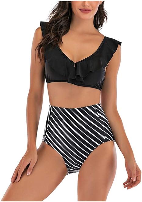 Lopily Bikini Set Damen High Waist Retro Bustier Bikinis Zweiteilig