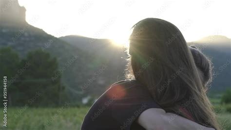 Lesbian Girls Couple Hugging And Kissing Under The Sunset Stock Video Adobe Stock