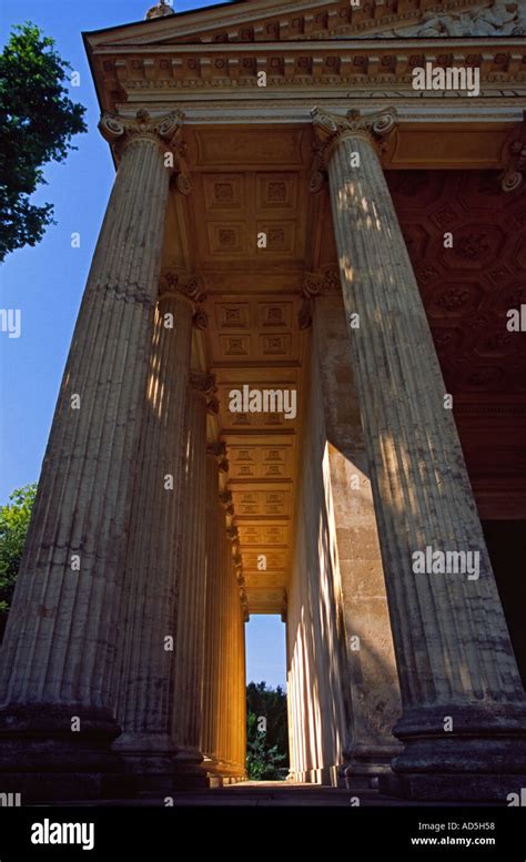 Classical temple Stowe Gardens late summer afternoon 3 Stock Photo - Alamy