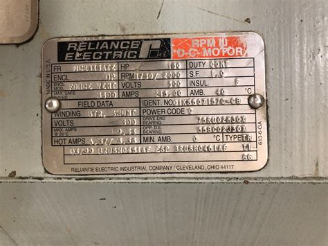 150 HP Reliance RPM3 DC Motor, 1780/2000, | Plastic Machinery | Used ...