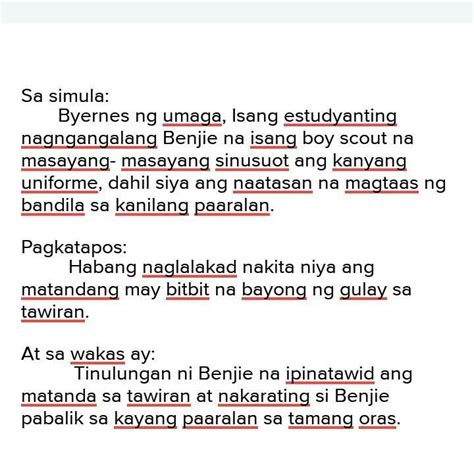 Isalaysay Muli Ang Mga Pangyayari Sa SimulaPagkataposSa Pagwawakas