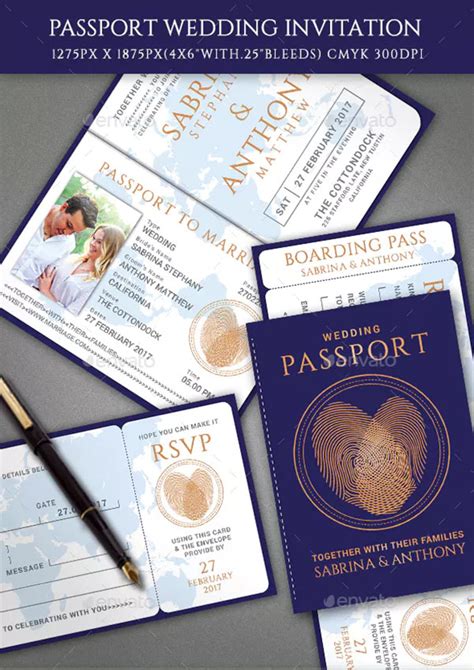 Passport Wedding Invitation Templates 15 Free Downloads