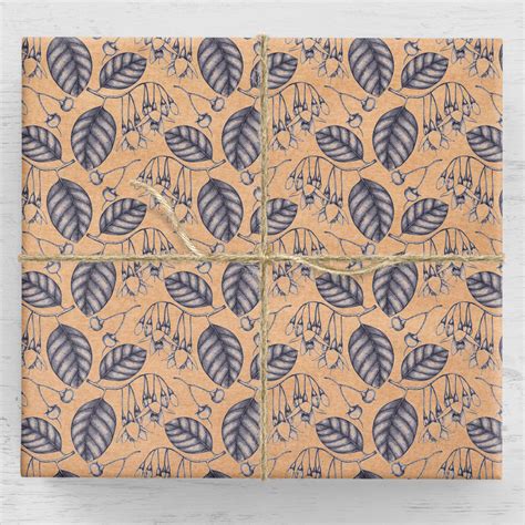 Papier Pakowy Floral Oak Kraft 1 Arkusz WrapAndPack Przyjęcia i