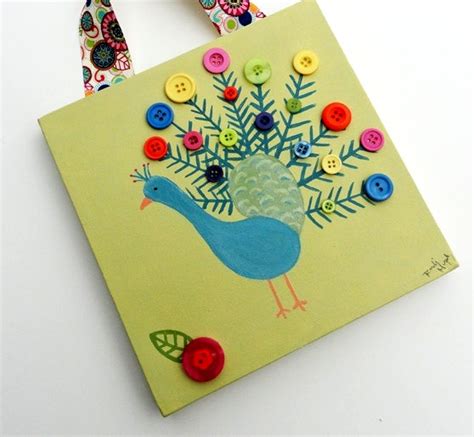 button on canvas art ~ craft art ideas