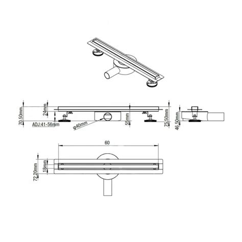 Set Rigola Pentru Dus Plus Capac 60 Cm Balneo Slim Low Inox Periat SL