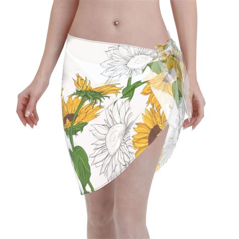 Adobk Plump Sunflower Swimsuit Coverups For Women Beach Bikini Short Skirt For Swimwear