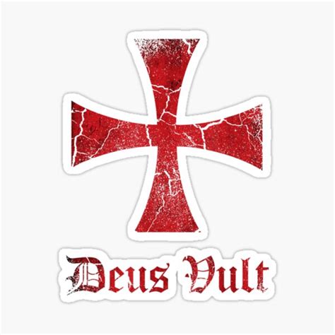 Distressed Deus Vult Knights Templar Cross Crusader Sticker By