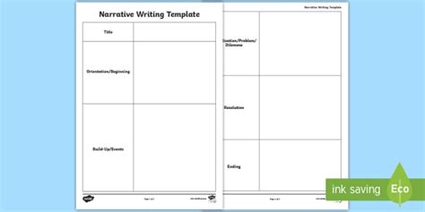 Narrative Writing And Planning Template Year 3 And 4