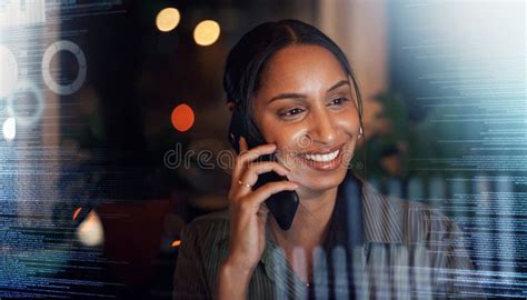 Digital Overlay Or Black Woman With Phone Call For Communication Networking Or Contact Us At