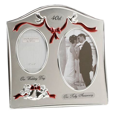 40th Ruby Wedding Anniversary Double Picture Frame Topix