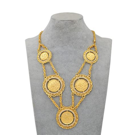 Arab Coins Jewelry Gold Color Necklace Africa Middle Eastern Turkish ...