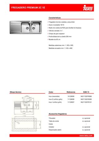 Fregadero Teka PREMIUM 2C 1E PDF