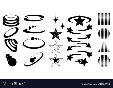 Set Of Y2k Circle And Retro Futuristic Elements Vector Image