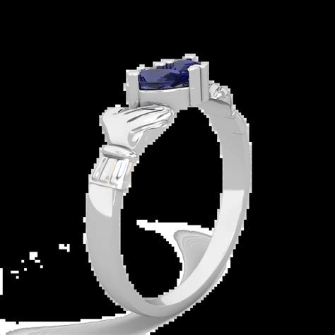 Lab Sapphire Claddagh Ring In 14k White Gold