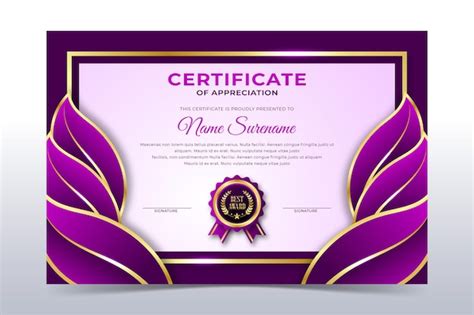 Premium Vector Elegant Purple Leaves Frame Environmental Certificate