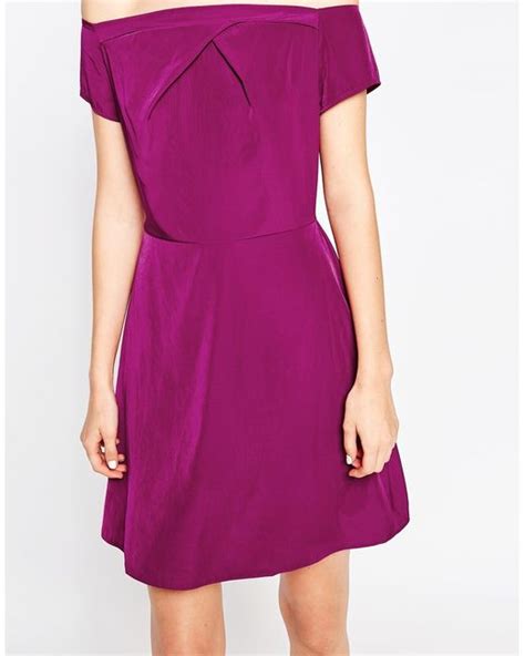 Love Purple Pleated Cold Shoulder Dress Lyst