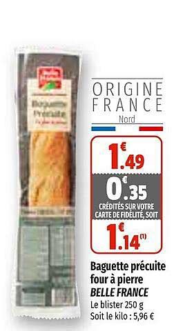 Promo Baguette Précuite Four à Pierre Belle France chez Coccimarket