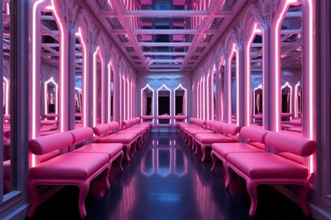 Premium Photo | Pink neon lights in a room