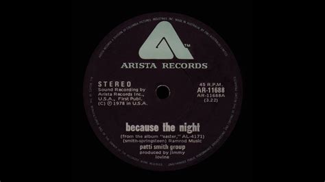 Because The Night Patti Smith Group Original Stereo Youtube