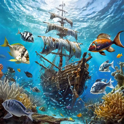 Sunken Pirate Ship Art Print Free Stock Photo - Public Domain Pictures