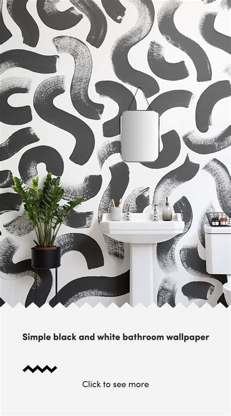 Black And White Bathroom Wallpaper Creates A Space That Has Character