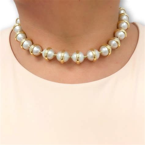 Vintage Tiffany And Co Paloma Picasso 18k Gold Pearl Necklace Circa 1981 For Sale At 1stdibs