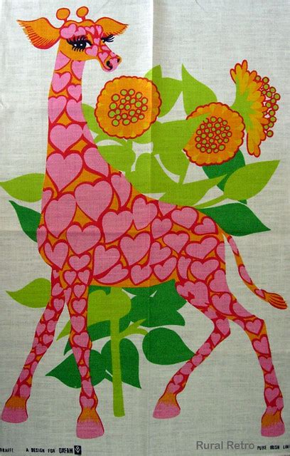 Oxfam Giraffe Pink Vintage Oxfam Tea Towel Designed By B Flickr