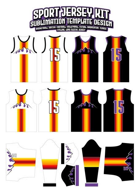 Plantilla de patrón de ropa deportiva de diseño de jersey de rayos de