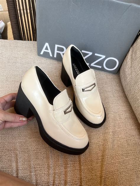 Mocassim Arezzo Salto Bloco Verniz Off White Brid O Guiccela