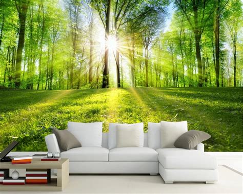 Beibehang Custom Wallpaper Home Decor Mural Sunny Forest Tree Nature