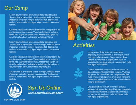 Blue Summer Camp Bi Fold Brochure Template Mycreativeshop