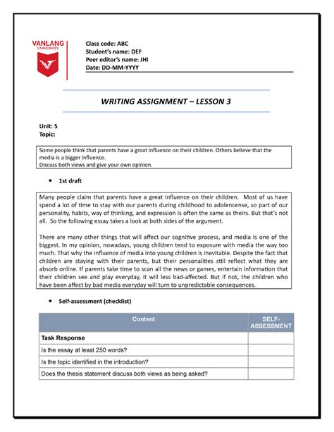 Demo Writing Assignment Theo Template Class Code ABC Students