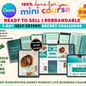 Done For You Self Esteem Workbook Life Coaching Tools Brandable