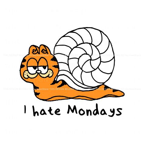 Garfield I Hate Mondays Snail Svg Graphic Design File