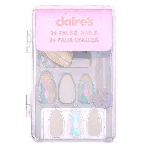 Claire S Crystal Bow French Tip Stiletto Faux Nail Set Nude 24 Pack Artofit