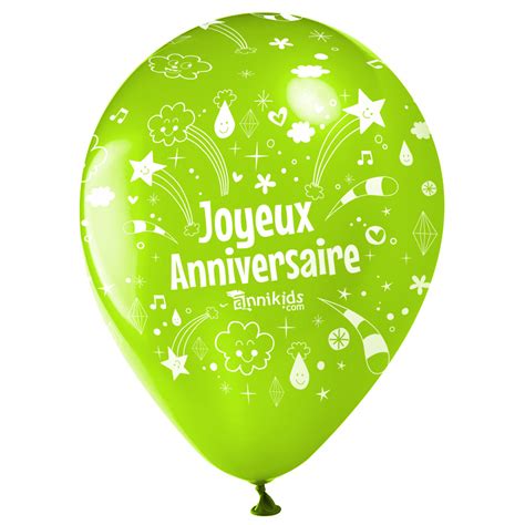 10 Ballons Joyeux Anniversaire Annikids Vert Lime Pour Lanniversaire