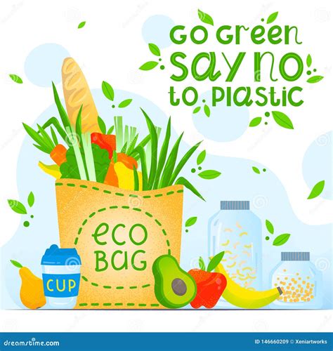 Go Green,say No To Plastic - Healthy Lifestyle Slogan Stock ...