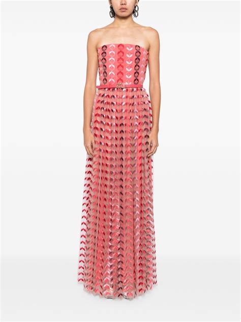 Elie Saab Strapless Embroidered Dress Pink Farfetch