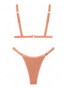 ZAFUL Women S Lace Openwork Binding Triangle Adjustable Tanga Bikini