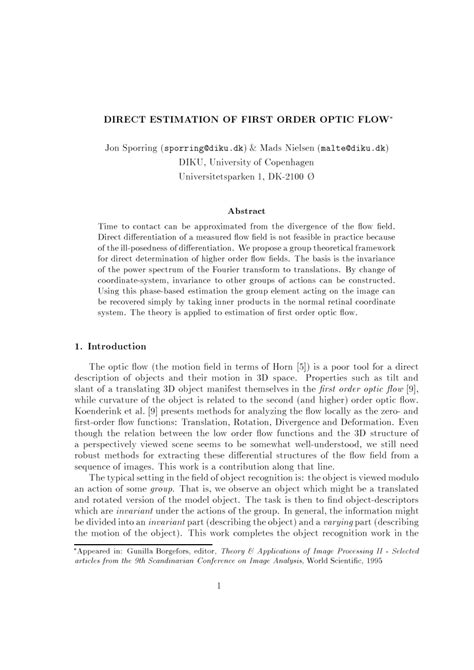 Pdf Direct Estimation Of First Order Optic Flow