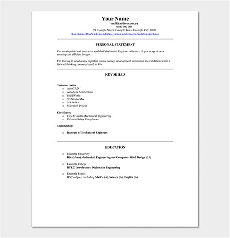 Mechanical Engineer Resume Template 11 Samples Formats