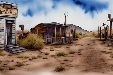 Airbrush Tombstone Arizona Ghost Town Background Scenery Watercolor ...