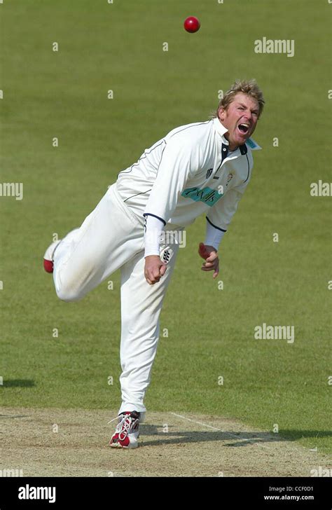 Australian cricketer Shane Warne bowling for Hampshire against Sussex ...