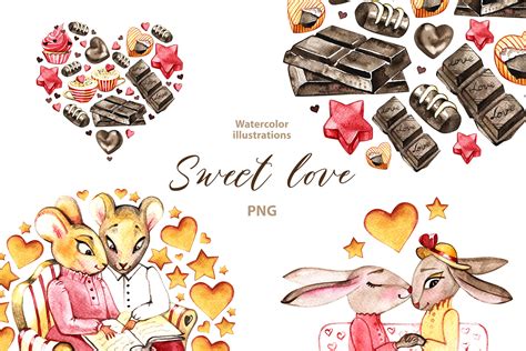 Watercolor Sweet Love Clipart Set Graphic by NataliMiasStore · Creative Fabrica