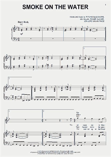 Smoke On The Water Piano Sheet Music Onlinepianist