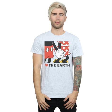 Disney Mens Mickey Mouse Heart The Earth T Shirt