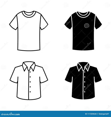 Sistema Del Icono De La Camisa ropa Del Hombre Ilustración del Vector