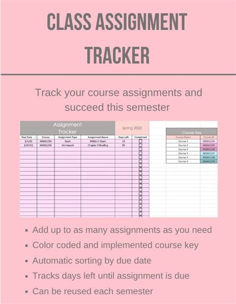 Google Sheets Homework Tracker Template