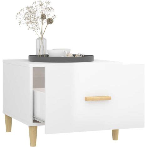 Table Basse Blanc Brillant X X Cm Bois D Ing Nierie